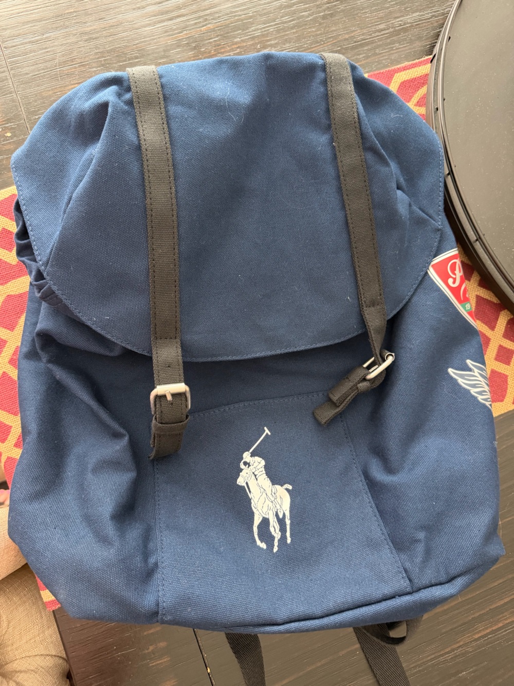 Polo Player Navy Canvas Backpack